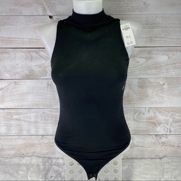 Hollister Tops - HOLLISTER Black Ribbed Mock Neck Body Suit Top